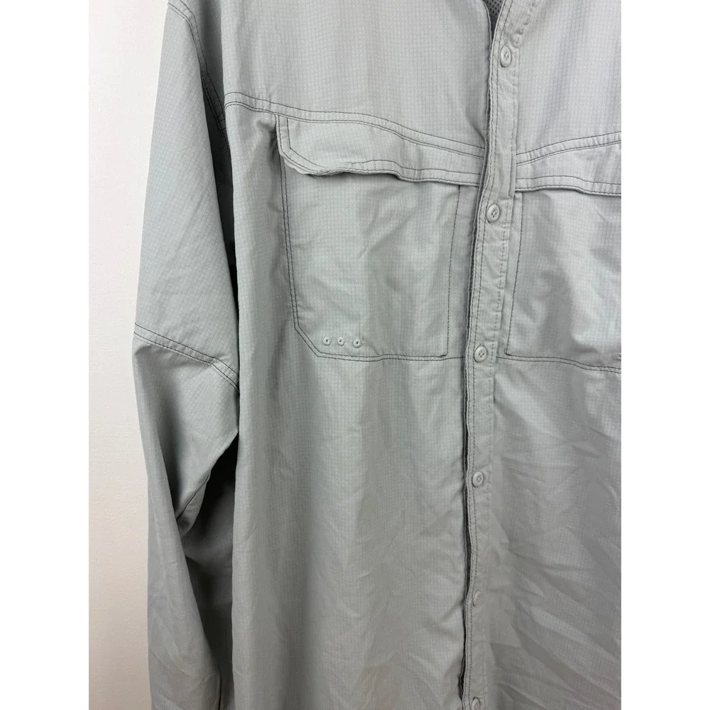 Columbia PFG Fishing Shirt Mens XL Gray Omni Shade Long Sleeve‎ Performance UPF